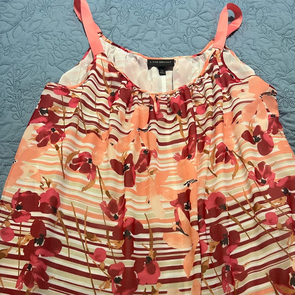 Lane Bryant Pink and Red Floral Blouse